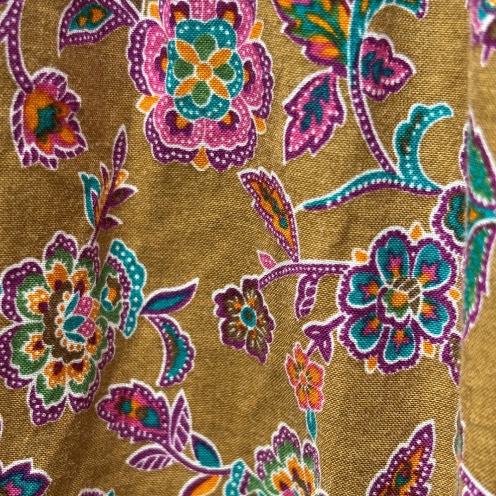PINCH Floral Paisley Cotton Tiered Midi Dress Puff Sleeve Cottagecore Boho  M - Picture 5 of 7